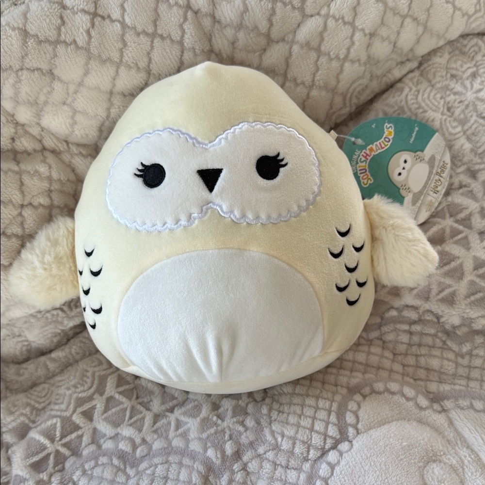 Squishmallows Cream Owl Plush with White Belly and Black Accents